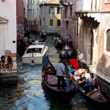 Gondolas have the right of way, but sometimes things can get a little backed up.